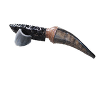 Goat Horn Handle Obsidian Blade Ornamental Knife #6358  Mountain Man Knife