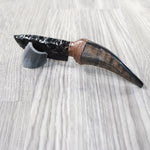 Goat Horn Handle Obsidian Blade Ornamental Knife #6358  Mountain Man Knife