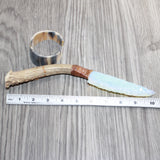Deer Antler Crown Handle Opalite Blade Ornamental Knife #10266     Mountain Man Knife