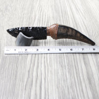 Goat Horn Handle Obsidian Blade Ornamental Knife #6358  Mountain Man Knife