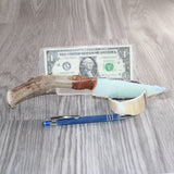 Deer Antler Crown Handle Opalite Blade Ornamental Knife #10266     Mountain Man Knife