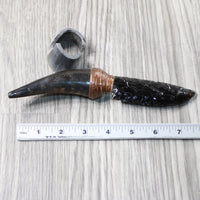 Goat Horn Handle Obsidian Blade Ornamental Knife #6358  Mountain Man Knife