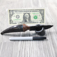 Goat Horn Handle Obsidian Blade Ornamental Knife #6358  Mountain Man Knife