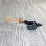 Hair-on Deer Bone Handle Obsidian Blade Ornamental Knife #09566  Mountain Man Knife