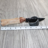 Hair-on Deer Bone Handle Obsidian Blade Ornamental Knife #09566  Mountain Man Knife