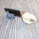 Muskrat Skull Handle Obsidian Blade Ornamental Knife #08866  Mountain Man Knife