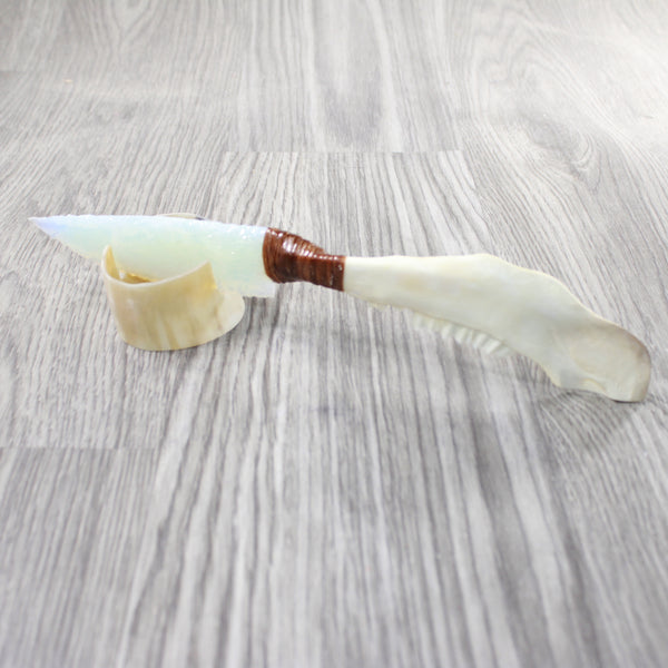 Deer Jaw Handle Opalite Blade Ornamental Knife #0358     Mountain Man Knife