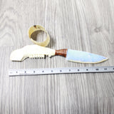 Deer Jaw Handle Opalite Blade Ornamental Knife #0358     Mountain Man Knife