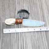 Mink Skull Handle Opalite Blade Ornamental Knife #07266     Mountain Man Knife