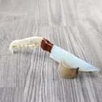 Coyote Jaw Handle Opalite Blade Ornamental Knife #0358     Mountain Man Knife