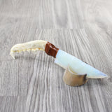 Coyote Jaw Handle Opalite Blade Ornamental Knife #0358     Mountain Man Knife