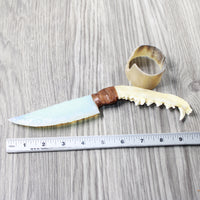 Coyote Jaw Handle Opalite Blade Ornamental Knife #0358     Mountain Man Knife