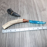 Axis Deer Antler Handle Glass Blade Ornamental Knife #32166    Mountain Man Knife