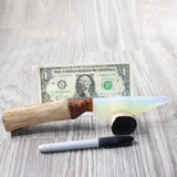 Hair-on Deer Bone Handle Opalite Blade Ornamental Knife #0358     Mountain Man Knife