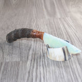 Impala Horn Handle Opalite Blade Ornamental Knife #05467     Mountain Man Knife