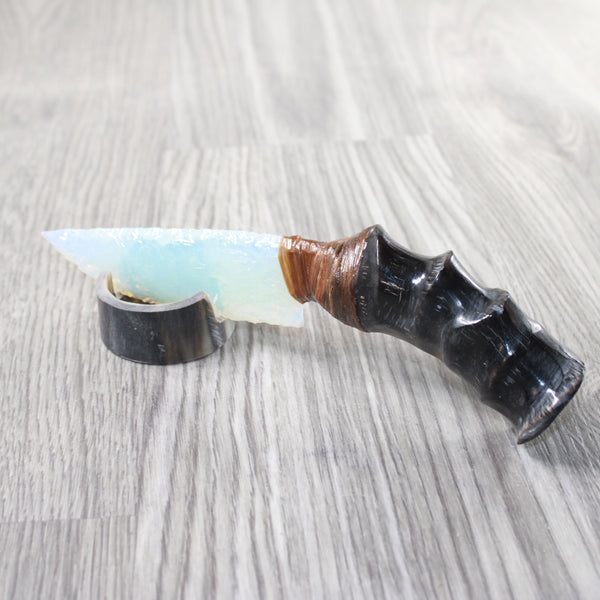 Impala Horn Handle Opalite Blade Ornamental Knife #2458     Mountain Man Knife