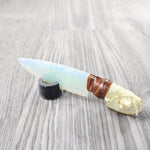 Mink Skull Handle Opalite Blade Ornamental Knife #7458     Mountain Man Knife