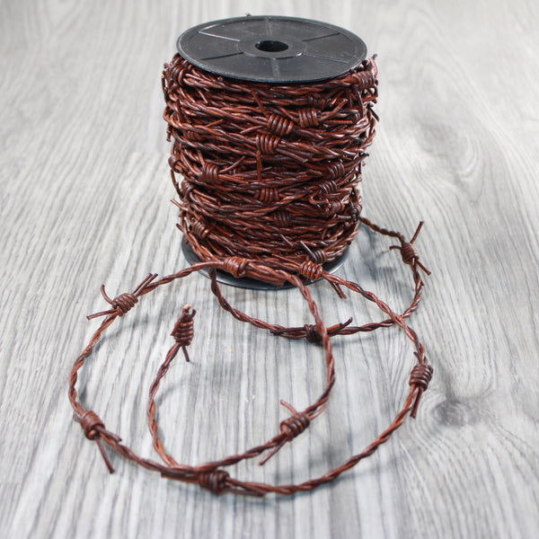 25 Yards of Leather Barbed Wire Antique Brown Color  #2549