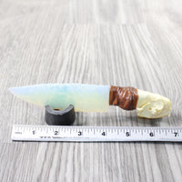 Mink Skull Handle Opalite Blade Ornamental Knife #7458     Mountain Man Knife
