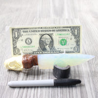 Mink Skull Handle Opalite Blade Ornamental Knife #7458     Mountain Man Knife