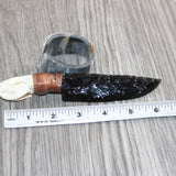Mink Skull Handle Obsidian Blade Ornamental Knife #07767  Mountain Man Knife