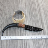 Springbok Horn Handle Obsidian  Blade Ornamental Knife #01667     Mountain Man Knife