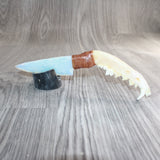 Coyote Jaw Handle Opalite Blade Ornamental Knife #28267     Mountain Man Knife