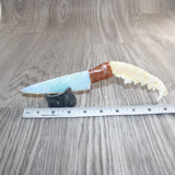Coyote Jaw Handle Opalite Blade Ornamental Knife #28267     Mountain Man Knife