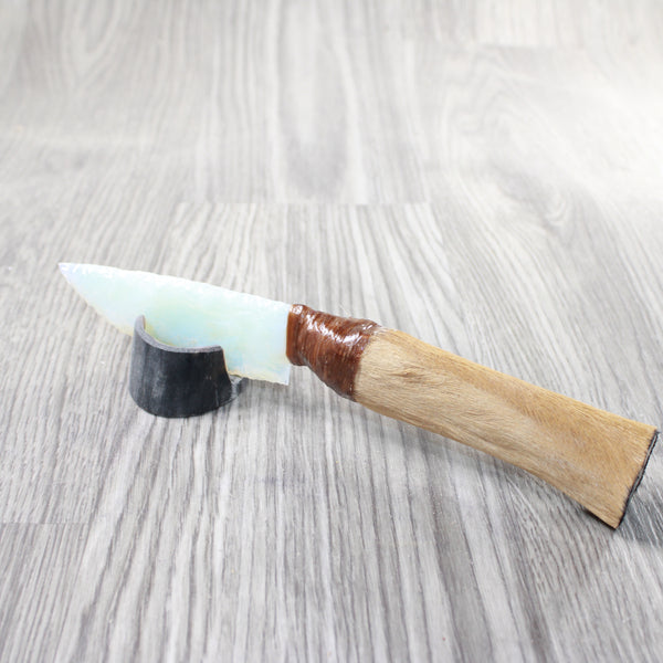 Hair-on Deer Bone Handle Opalite Blade Ornamental Knife #7458     Mountain Man Knife