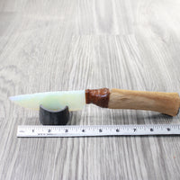 Hair-on Deer Bone Handle Opalite Blade Ornamental Knife #7458     Mountain Man Knife