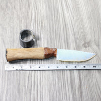 Hair-on Deer Bone Handle Opalite Blade Ornamental Knife #7458     Mountain Man Knife