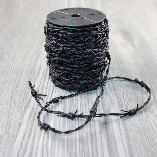 25 Yards of Leather Barbed Wire Antique Black Color  #2540