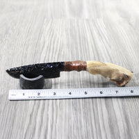 Coyote Foot Handle Obsidian Blade Ornamental Knife #1858  Mountain Man Knife