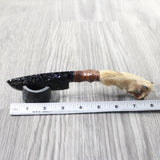 Coyote Foot Handle Obsidian Blade Ornamental Knife #1858  Mountain Man Knife