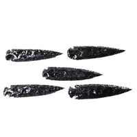 5 Obsidian Ornamental Spearheads  #8858     Arrowhead