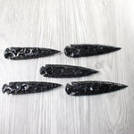 5 Obsidian Ornamental Spearheads  #8858     Arrowhead