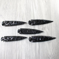 5 Obsidian Ornamental Spearheads  #8858     Arrowhead