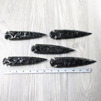 5 Obsidian Ornamental Spearheads  #8858     Arrowhead