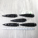 5 Obsidian Ornamental Spearheads  #8858     Arrowhead