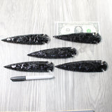 5 Obsidian Ornamental Spearheads  #8858     Arrowhead