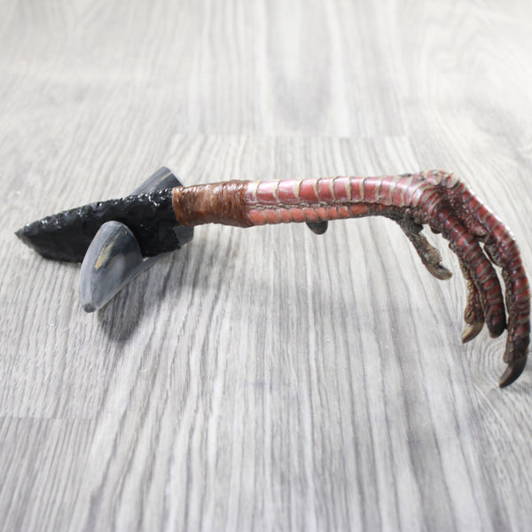 Turkey Foot Handle Obsidian Blade Ornamental Knife #1858  Mountain Man Knife