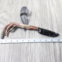 Turkey Foot Handle Obsidian Blade Ornamental Knife #1858  Mountain Man Knife