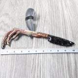 Turkey Foot Handle Obsidian Blade Ornamental Knife #1858  Mountain Man Knife