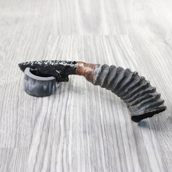 Springbok Horn Handle Obsidian Blade Ornamental Knife #6958  Mountain Man Knife