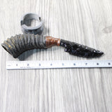 Springbok Horn Handle Obsidian Blade Ornamental Knife #6958  Mountain Man Knife