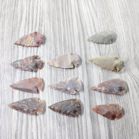 10 Large Stone Ornamental Arrowheads  #3958     Agate Jasper Arrowheads