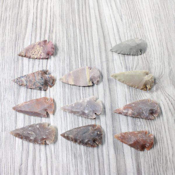 10 Large Stone Ornamental Arrowheads  #3958     Agate Jasper Arrowheads