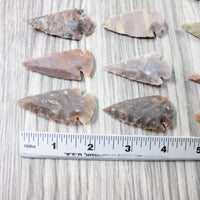 10 Large Stone Ornamental Arrowheads  #3958     Agate Jasper Arrowheads
