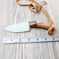 Grapevine Wood Handle Opalite Blade Knife Necklace  #5058  Mountain Man Necklace