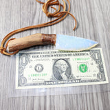 Grapevine Wood Handle Opalite Blade Knife Necklace  #5058  Mountain Man Necklace